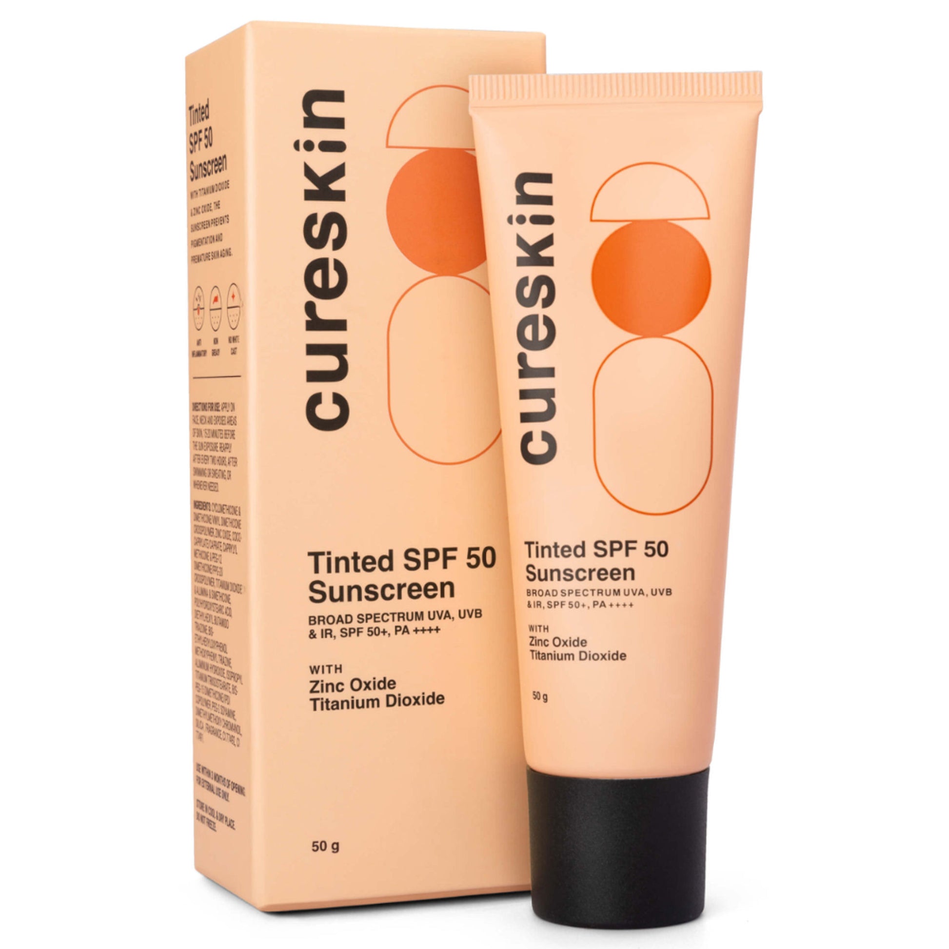 Cureskin Mineral Sunscreen Matte Finish Tinted SPF 50 PA++++ Broad Spectrum UVA, UVB & IR