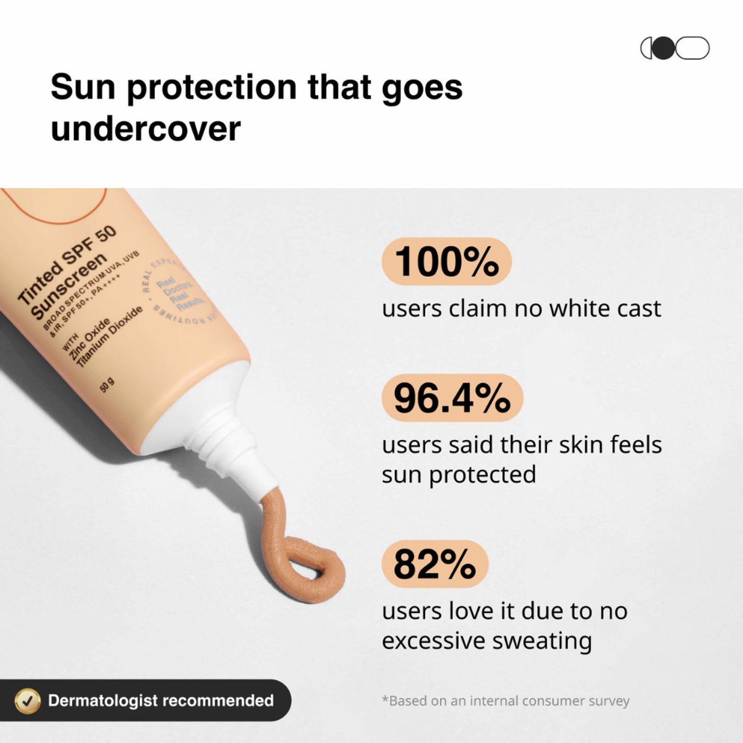 Cureskin Mineral Sunscreen Matte Finish Tinted SPF 50 PA++++ Broad Spectrum UVA, UVB & IR