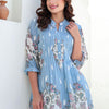 Dhiyona IE Floral Printed Mandarin Collar A-Line Pure Cotton Kurta With Trousers