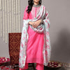 Dhiyona VA Women's Pink Yoke Design Sequinned Chanderi Silk Kurta with Palazzos & With Dupatta