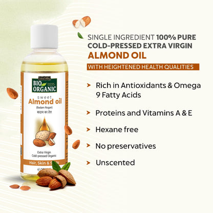 Indus Valley Sweet Almond Oil Cold Pressed For Hair Growth & Skin Nourishment