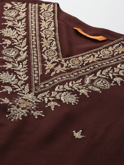 Indyancart IE Ethnic Motifs Embroidered Thread Work Kurta with Salwar & With Dupatta