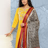 Indyancart VA Women's Floral Embroidered Regular Gotta Patti Kurta with Trousers & With Dupatta