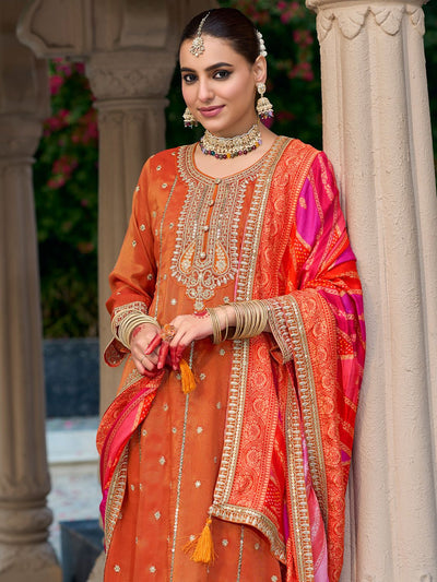 Dhiyona IE Ethnic Motifs Embroidered Sequinned Anarkali Kurta with Trouser & Dupatta