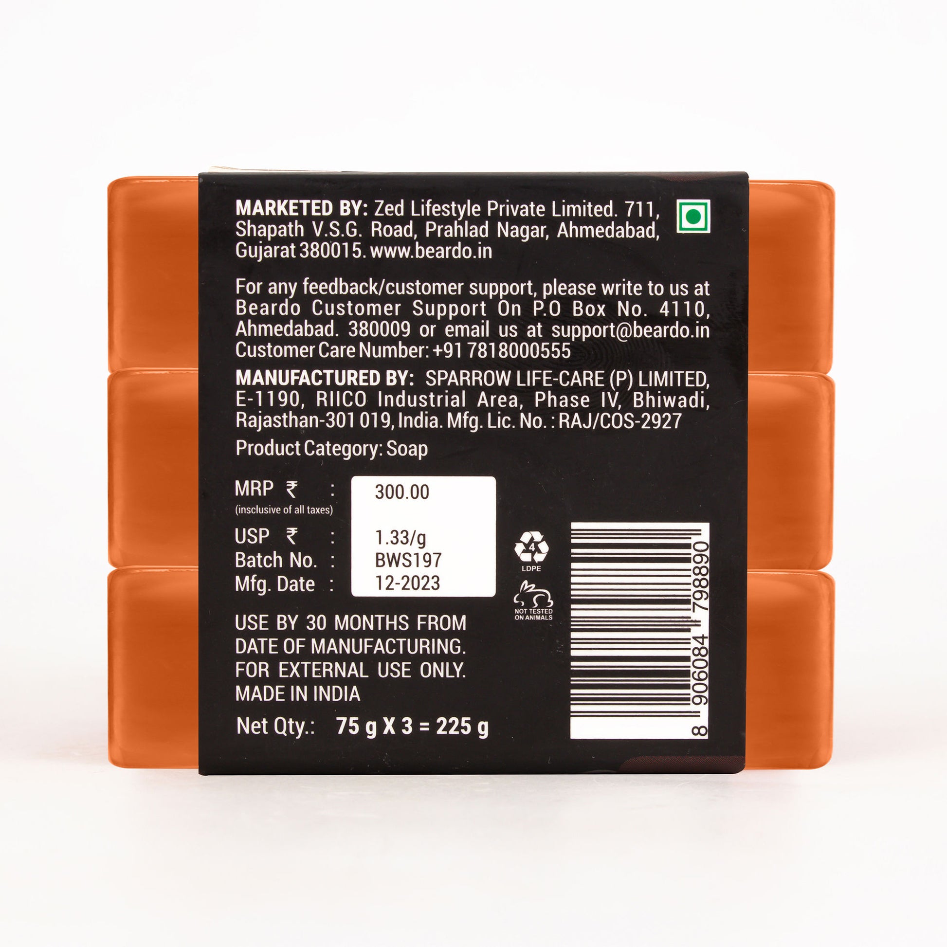Beardo Whisky Smoke Perfumed Luxury Soap Crafted For Men - Pack Of 3