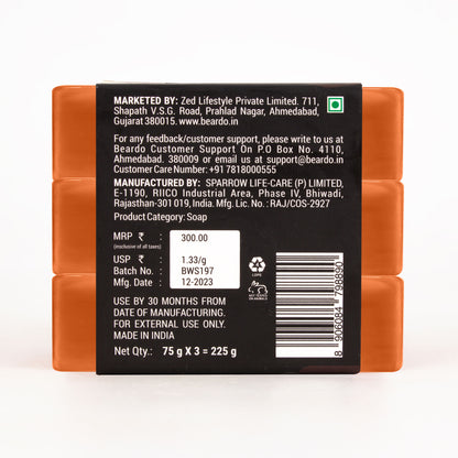 Beardo Whisky Smoke Perfumed Luxury Soap Crafted For Men - Pack Of 3