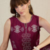 Dhiyona IE Floral Embroidered Notch Neck Thread Work Pure Cotton Straight Kurta & Palazzos