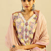 Dhiyona IE Floral Printed Embellished Pure Cotton Straight Kurta with Trouser And Dupatta
