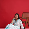 Dhiyona IE Floral Printed V-Neck Long Sleeves Straight Cotton Kurta