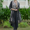 Dhiyona IE Floral Embroidered Thread Work Liva Kurta WithTrousers & Dupatta