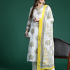 Dhiyona IE Ethnic Motifs Printed Sequinned Pure Cotton Kurta With Trousers & Dupatta
