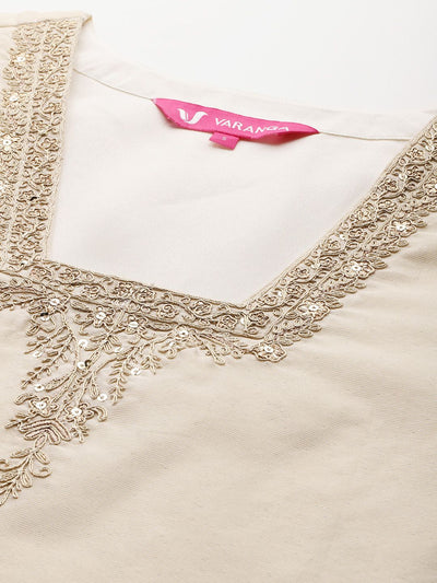 Indyancart VA Women'sEthnic Motifs Embroidered Kurta with Trousers & With Dupatta
