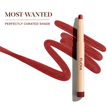 FLiCKA Standout Lipstick in Angel Trouble with smudge-proof, creamy finish, showcased in a sleek tube.