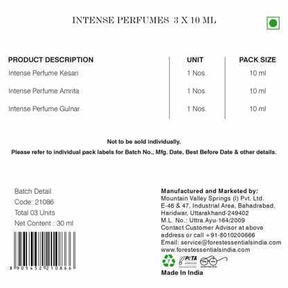 Forest Essentials Intense Perfume Selection Box - Eau De Parfum For Women - Perfume Gift Set