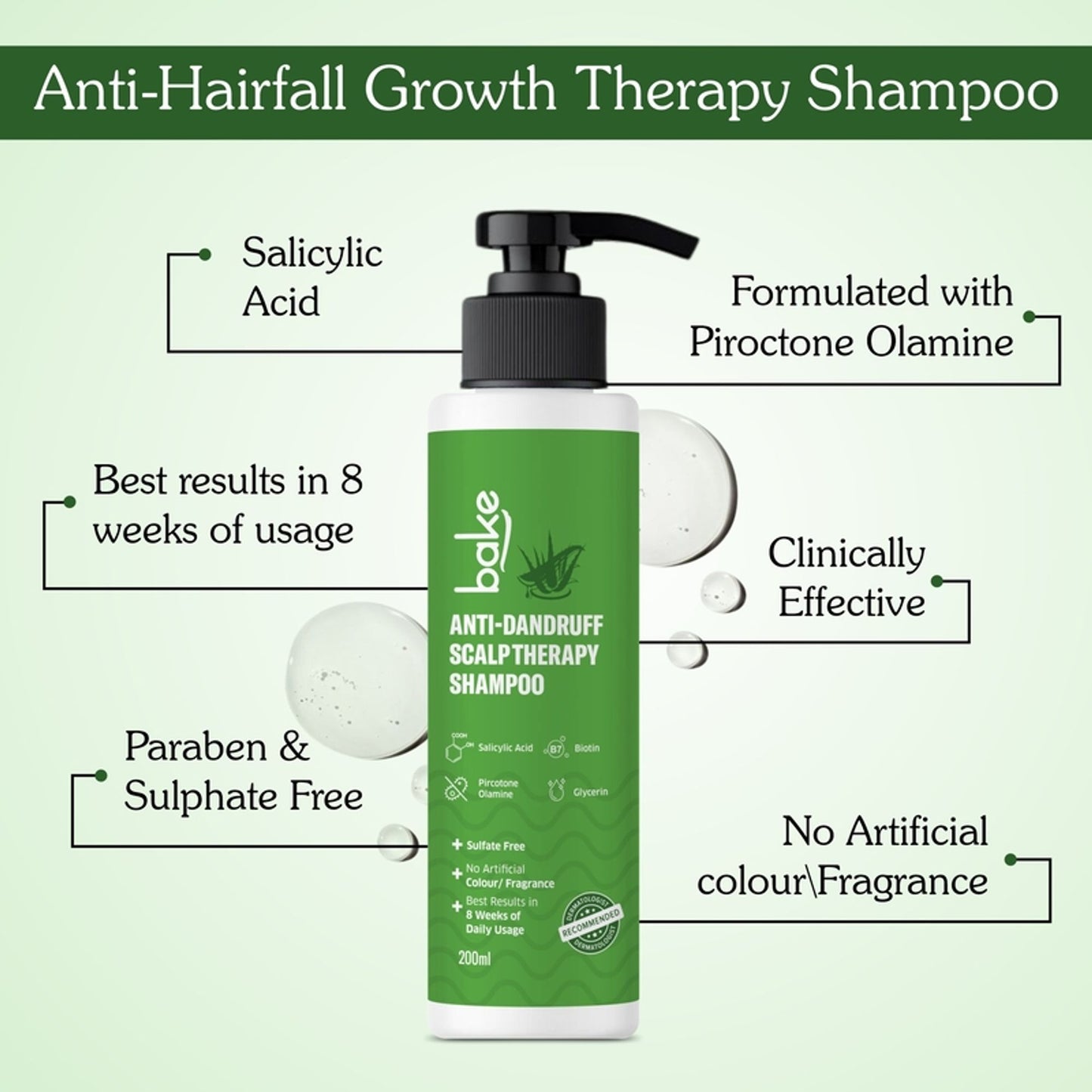 Bake 2% Salicylic Acid Anti Dandruff Scalp Therapy Shampoo For Dry & Frizzy Hair