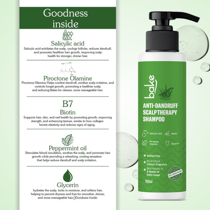 Bake 2% Salicylic Acid Anti Dandruff Scalp Therapy Shampoo For Dry & Frizzy Hair
