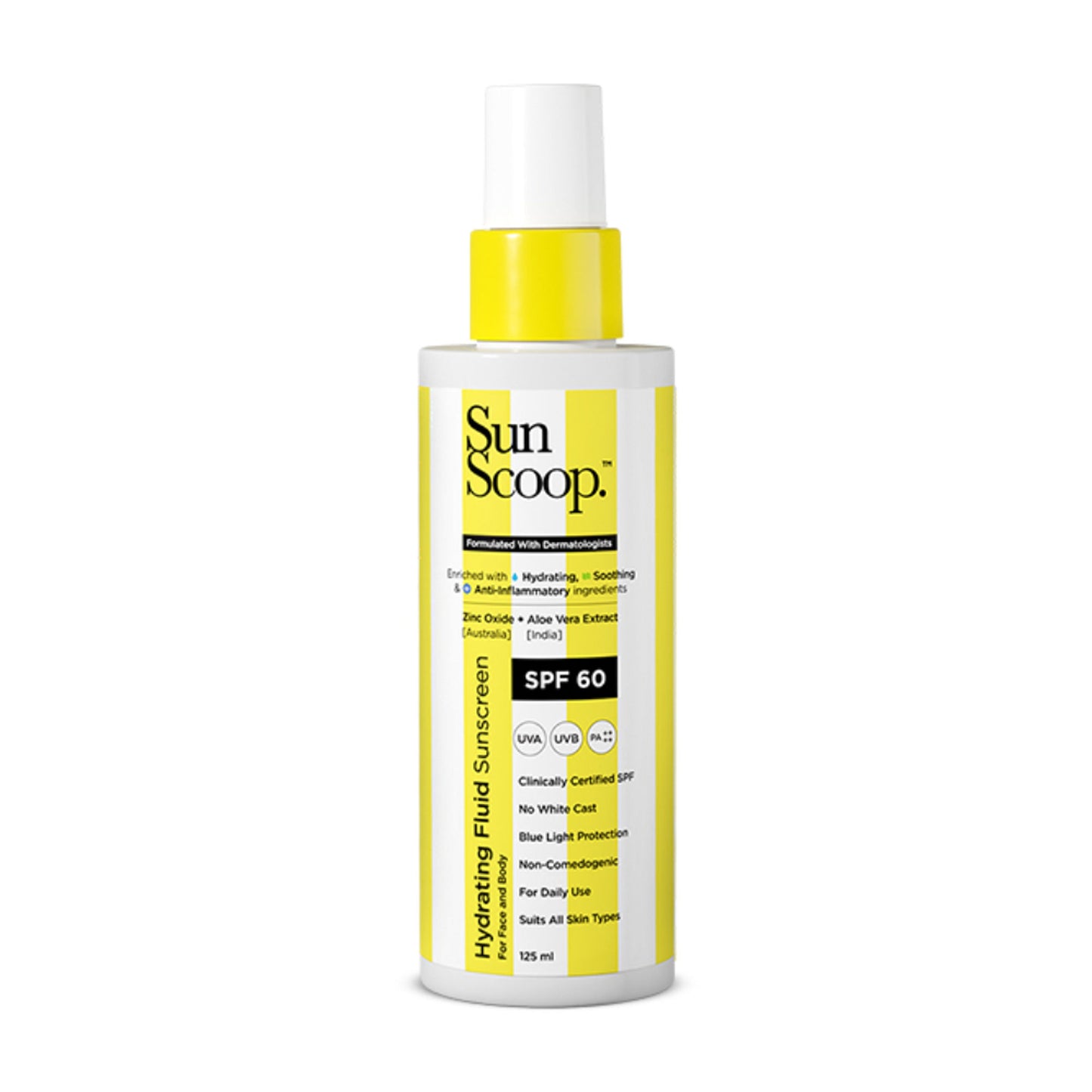 Sunscoop Hydrating Fluid Sunscreen for Face and Body SPF 60 PA++++ In-Vivo Tested Cooling Sensation