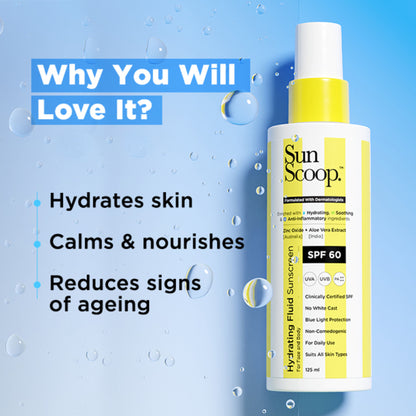 Sunscoop Hydrating Fluid Sunscreen for Face and Body SPF 60 PA++++ In-Vivo Tested Cooling Sensation
