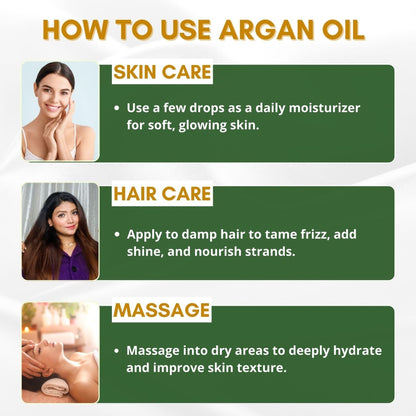 Mystiq Living Moroccon Argan Oil 100% Pure Cold Pressed for Frizz Control of Hair, Beard & Face Care