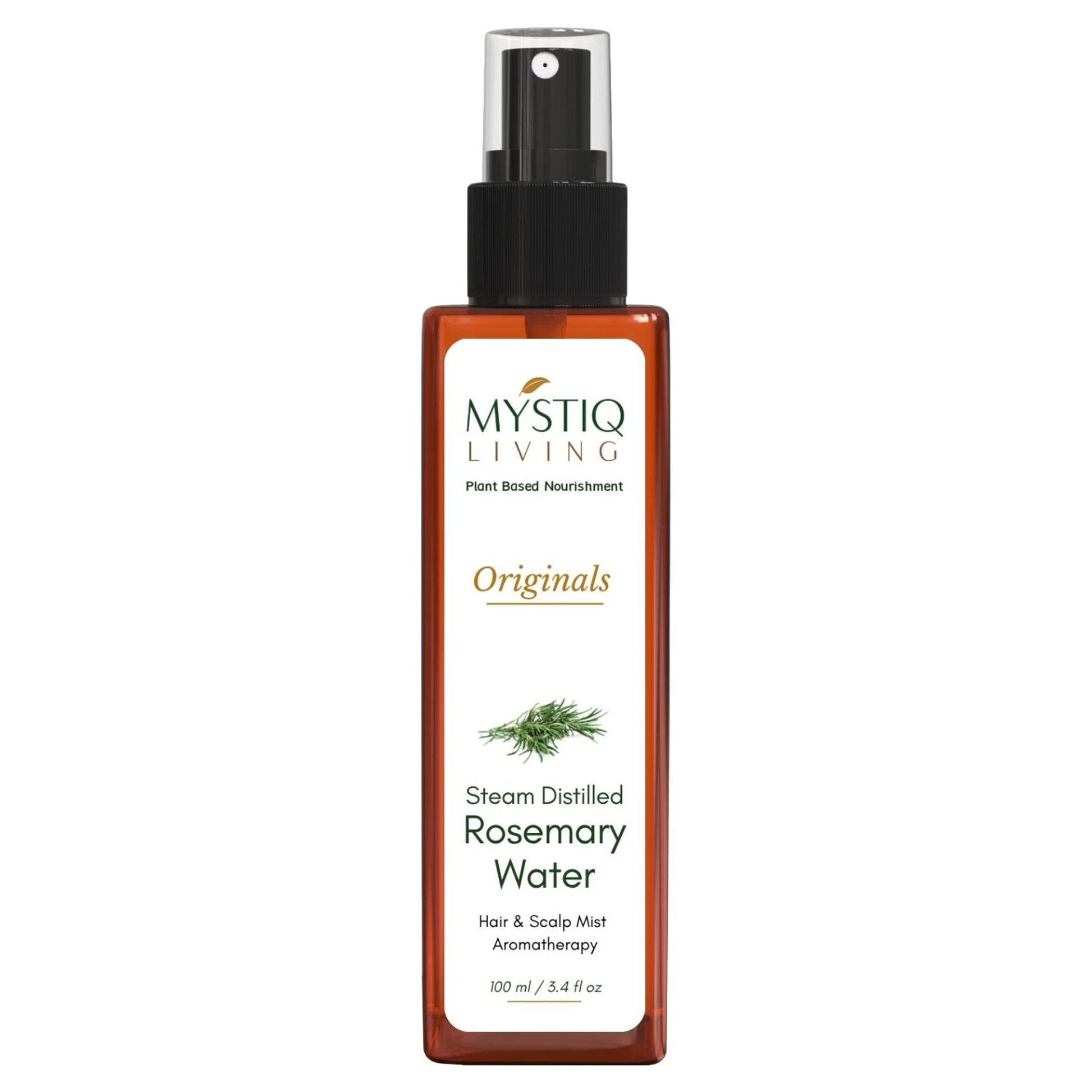 Mystiq Living Rosemary Water Hair Spray, Promotes Hair Growth, Anti Frizz & Damage Control