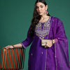 Indyancart IE Ethnic Motifs Embroidered Sequinned Kurta with Trousers & With Dupatta