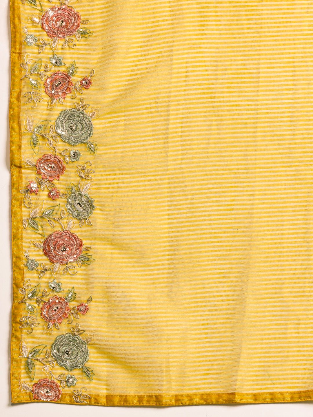 Indyancart IE Floral Embroidered Sequinned Kurta With Trousers & Dupatta
