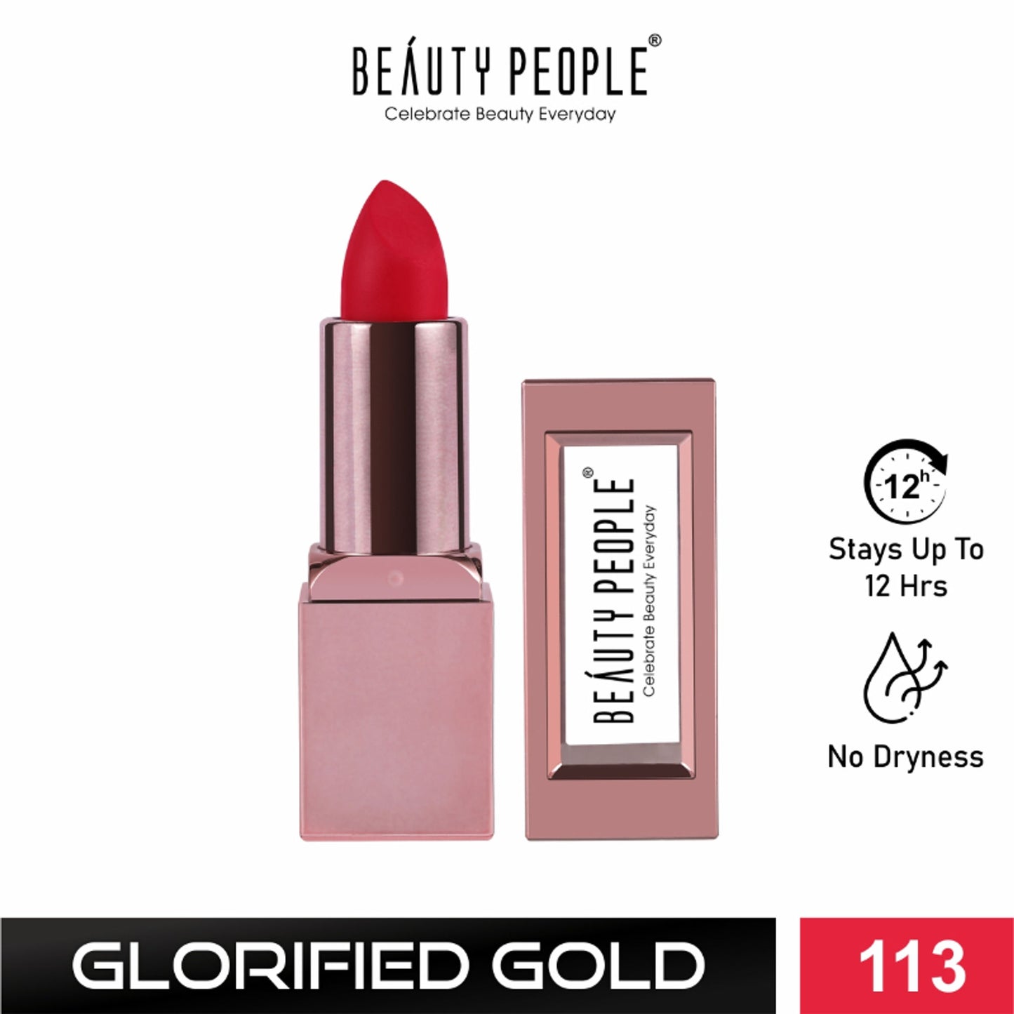 Beauty People Glorified Gold Lipstick - Deep Pink