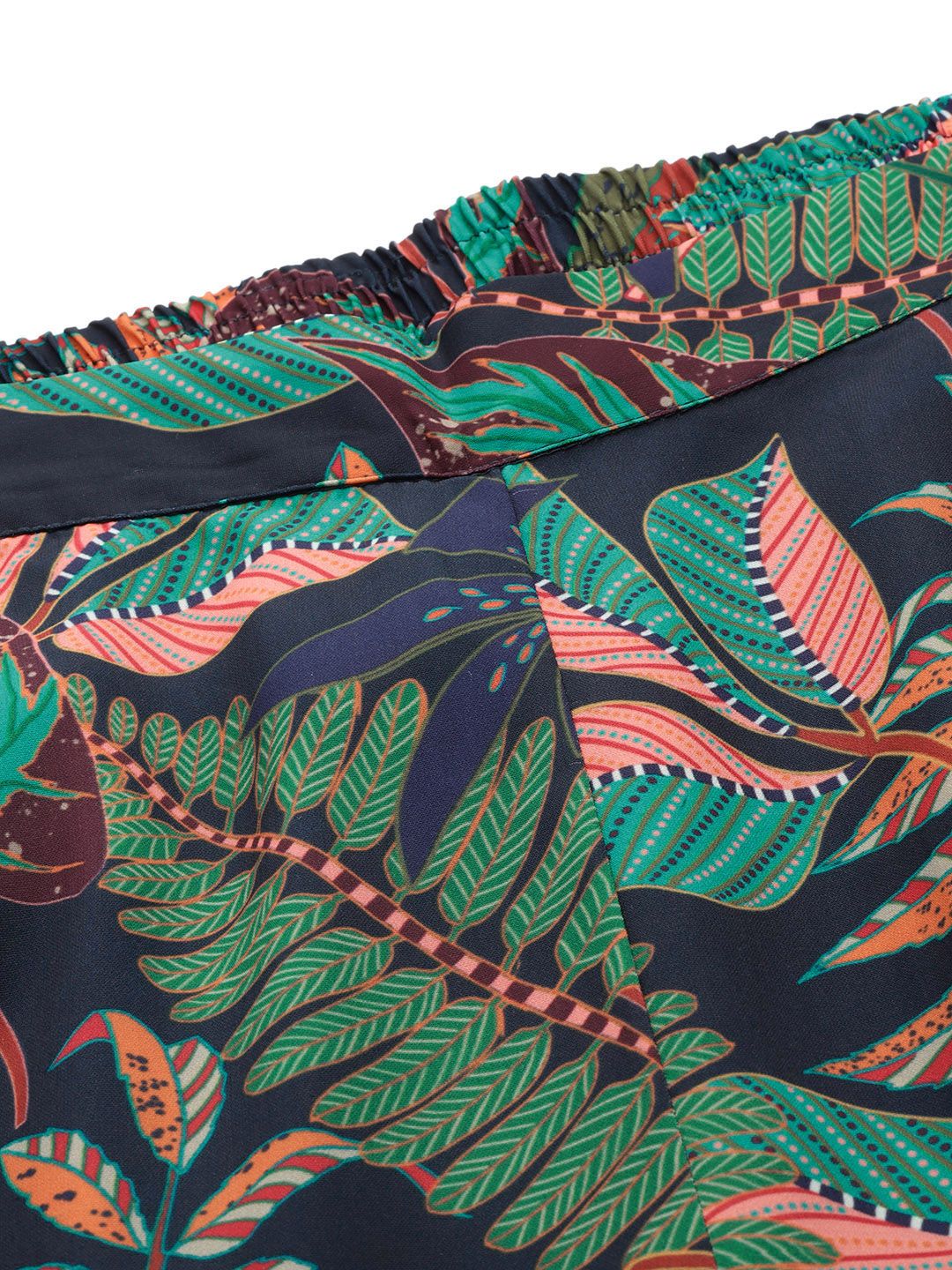 Indyancart IE Women Green & Navy Blue Floral Printed Co-Ords