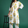 Dhiyona IE Plus Size Floral Printed Pleated Pure Cotton Kurta with Trousers
