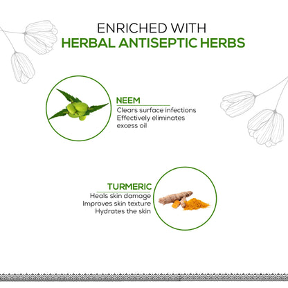 Ayouthveda Neem & Turmeric Herbal Antiseptic Soap to Deep Clean & Reduce Acne for Clear Skin
