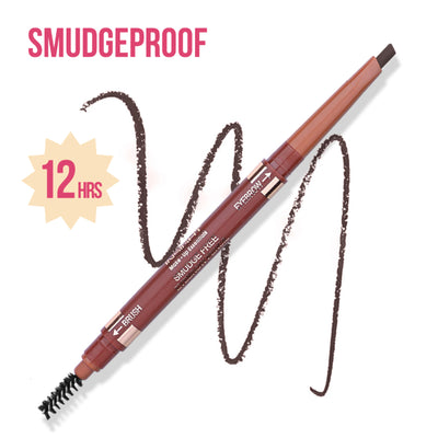 Insight Cosmetics Smudge Free Eyebrow Pencil, 2 In1 Define & Blend,12hrs Long Lasting - Brown