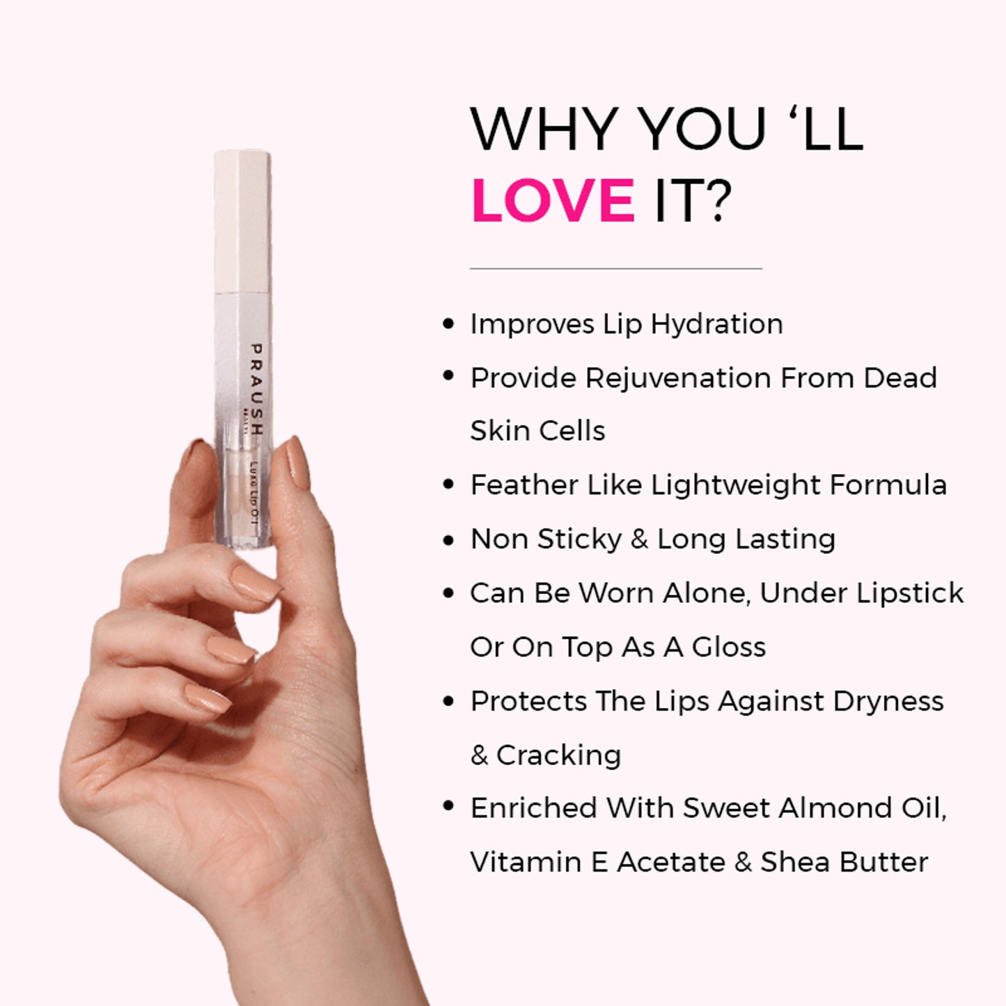 Praush Pout Cushion Luxe Lip Oil - Bubble-Clear