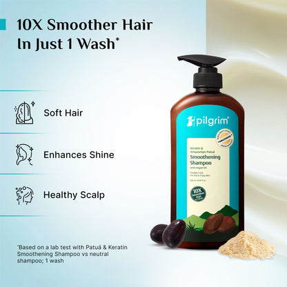 Pilgrim Keratin & Amazonian Patua 10X Smoothening Soften Shampoo For Dry & Frizzy Hair Paraben Free