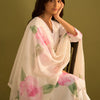 Dhiyona IE Women Floral Printed Regular Sequinned Linen Kurta with Trousers & With Dupatta