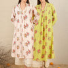 Indyancart IE Pack Of 2 Floral Embroidered V-Neck Zari Panelled A-Line Kurta