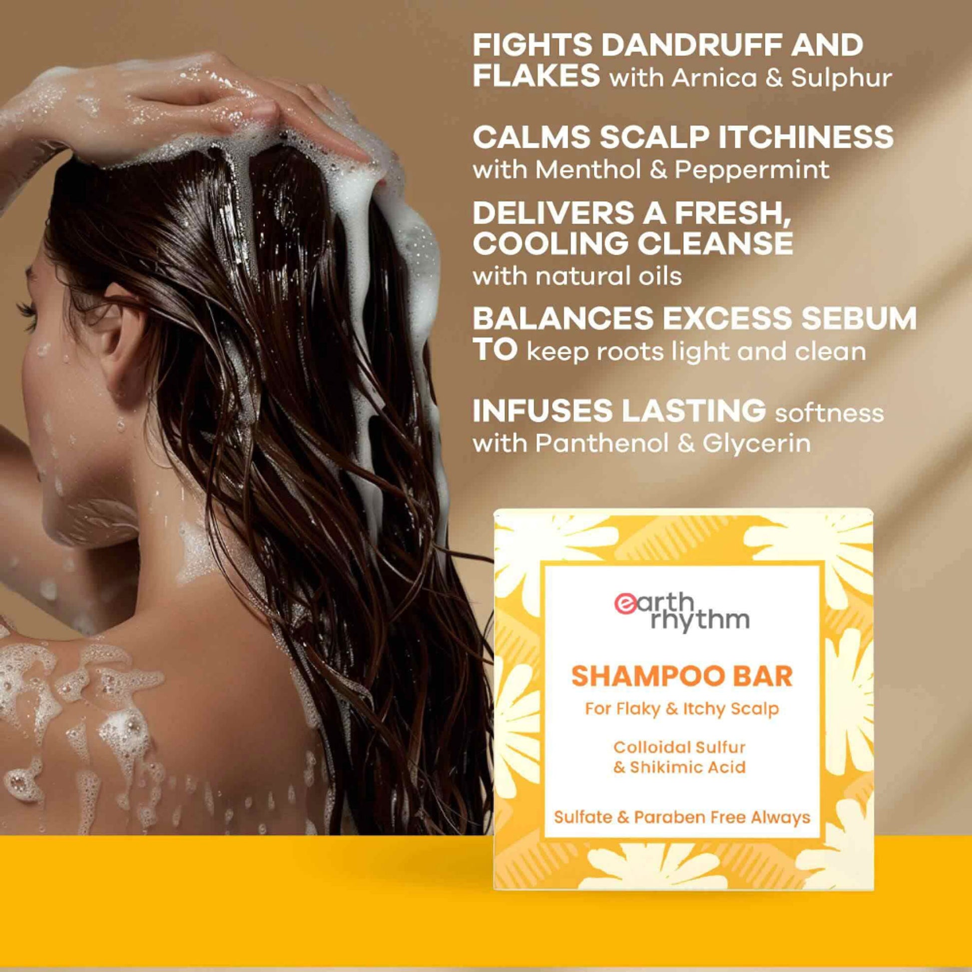 Earth Rhythm Shampoo Bar, Cardboard Box - Collodial Sulphur N Shikimic Acid