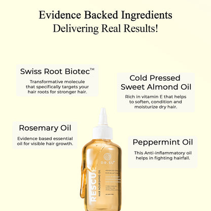 Dr. Su Rescue Hair Nourishing Oil For Instant Shine Rosemary, Peppermint, Sweet Almonds