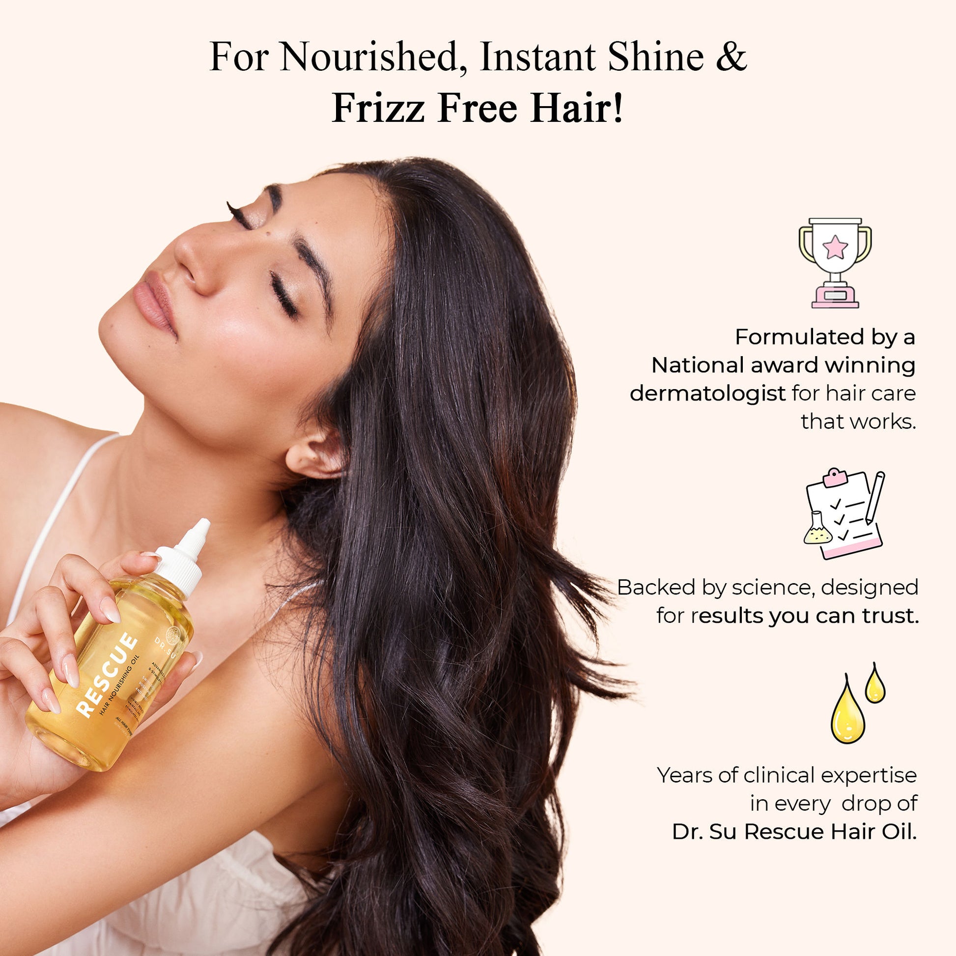Dr. Su Rescue Hair Nourishing Oil For Instant Shine Rosemary, Peppermint, Sweet Almonds
