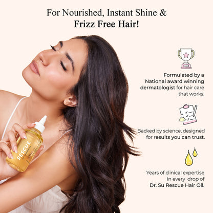 Dr. Su Rescue Hair Nourishing Oil For Instant Shine Rosemary, Peppermint, Sweet Almonds