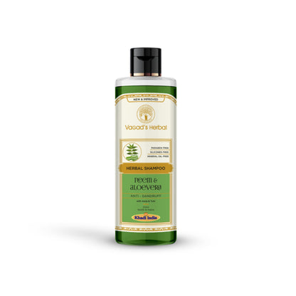 Vagad's Herbal Neem & Aloevera Shampoo with Amla, Tulsi - Anti Dandruff Shampoo