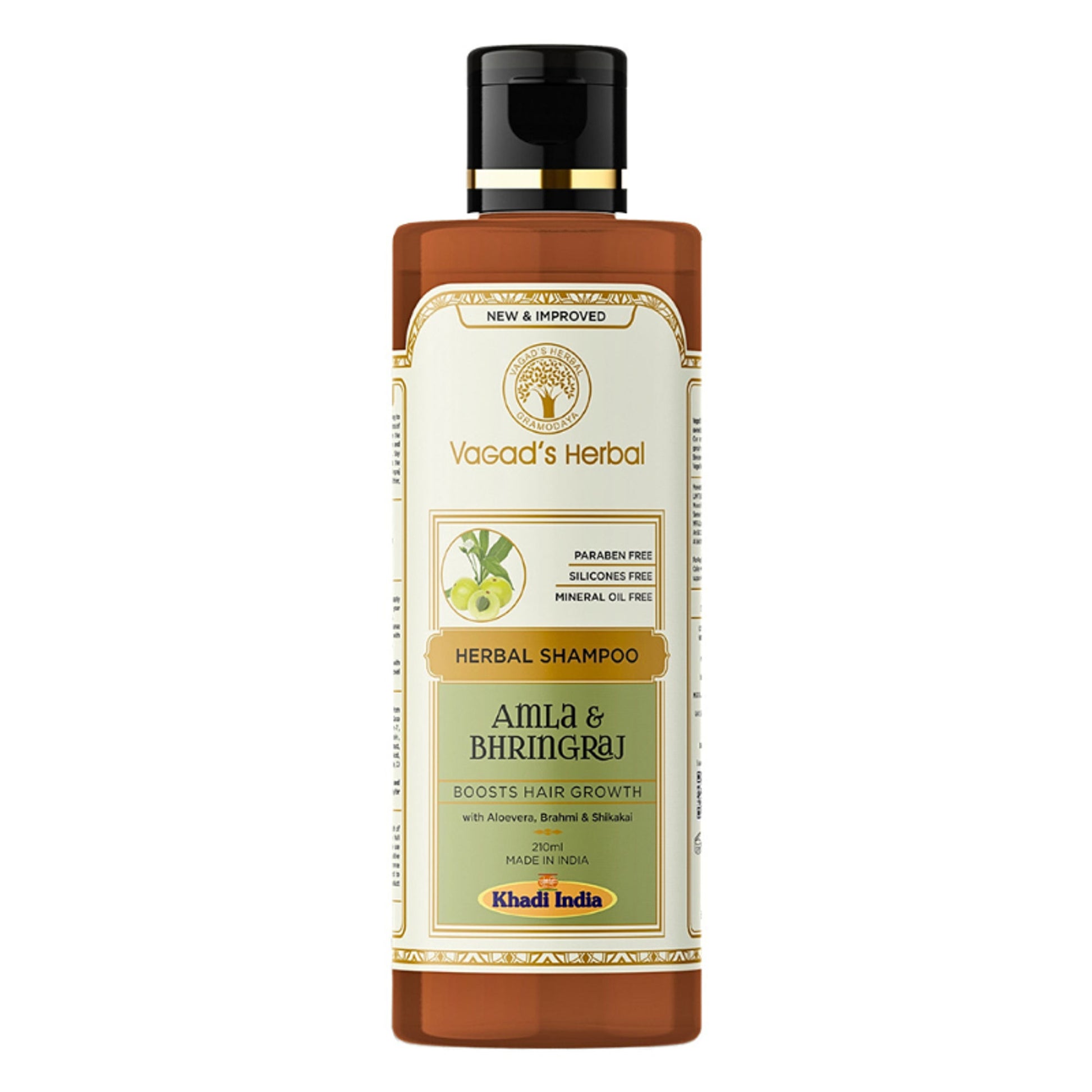 Vagad's Herbal Amla & Bhringraj Shampoo with Aloe vera, Brahmi, Shikakai - Boosts Hair Growth