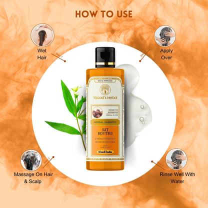 Vagad's Herbal Sat Reetha Shampoo with Amla Bhringraj & Shikakai- Strengthens Hair