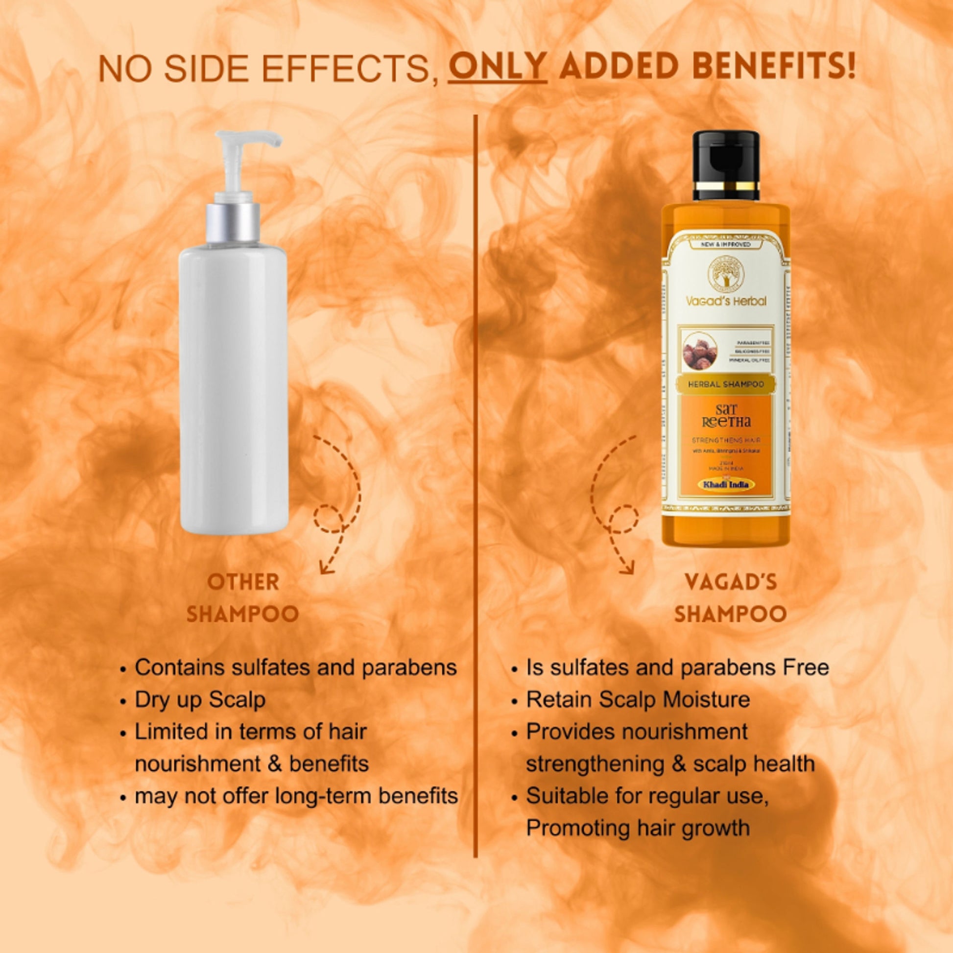 Vagad's Herbal Sat Reetha Shampoo with Amla Bhringraj & Shikakai- Strengthens Hair