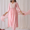 Dhiyona IE Pink Ethnic Motifs Embroidered Aari Work Kurta with Trousers & Dupatta