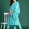 Dhiyona IE Geometric Printed Pure Cotton Kurta with Trousers & Dupatta