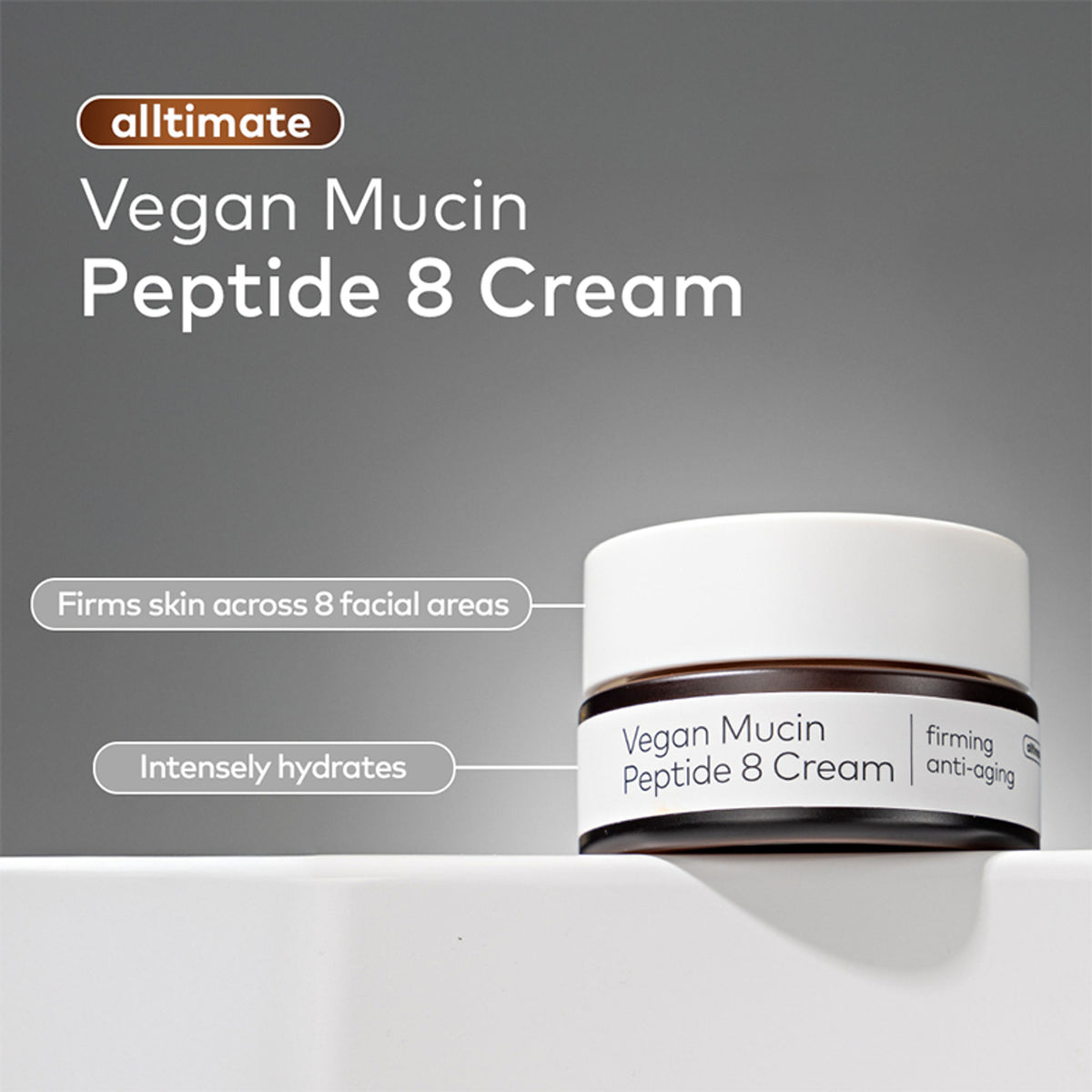 The Face Shop Alltimate Vegan Mucin 8 Peptide Cream - Anti Aging Korean Moisturizer with No Snails