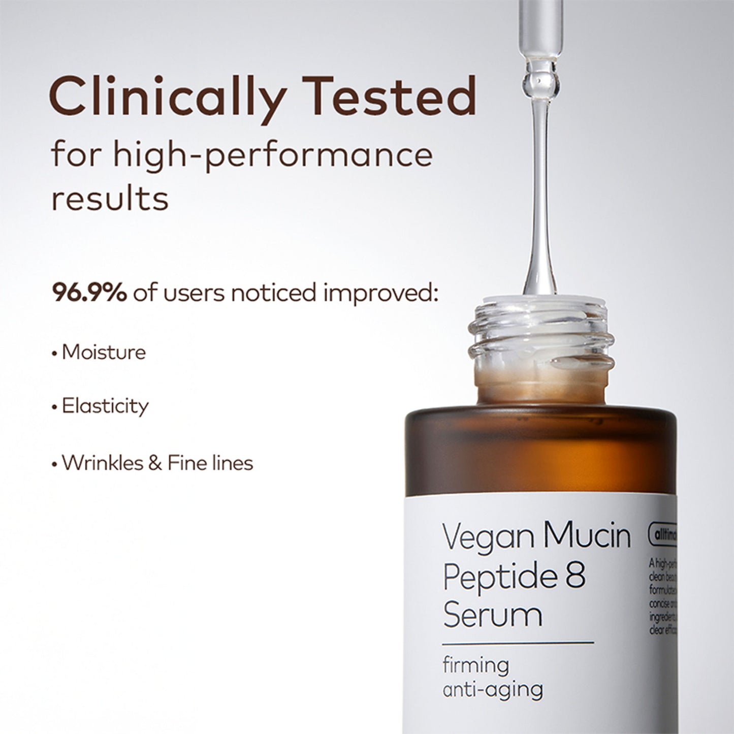 The Face Shop Alltimate Vegan Mucin Peptide 8 Serum - No Snails, Korean, Anti Aging, Hydrating