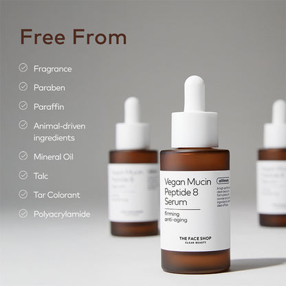 The Face Shop Alltimate Vegan Mucin Peptide 8 Serum - No Snails, Korean, Anti Aging, Hydrating
