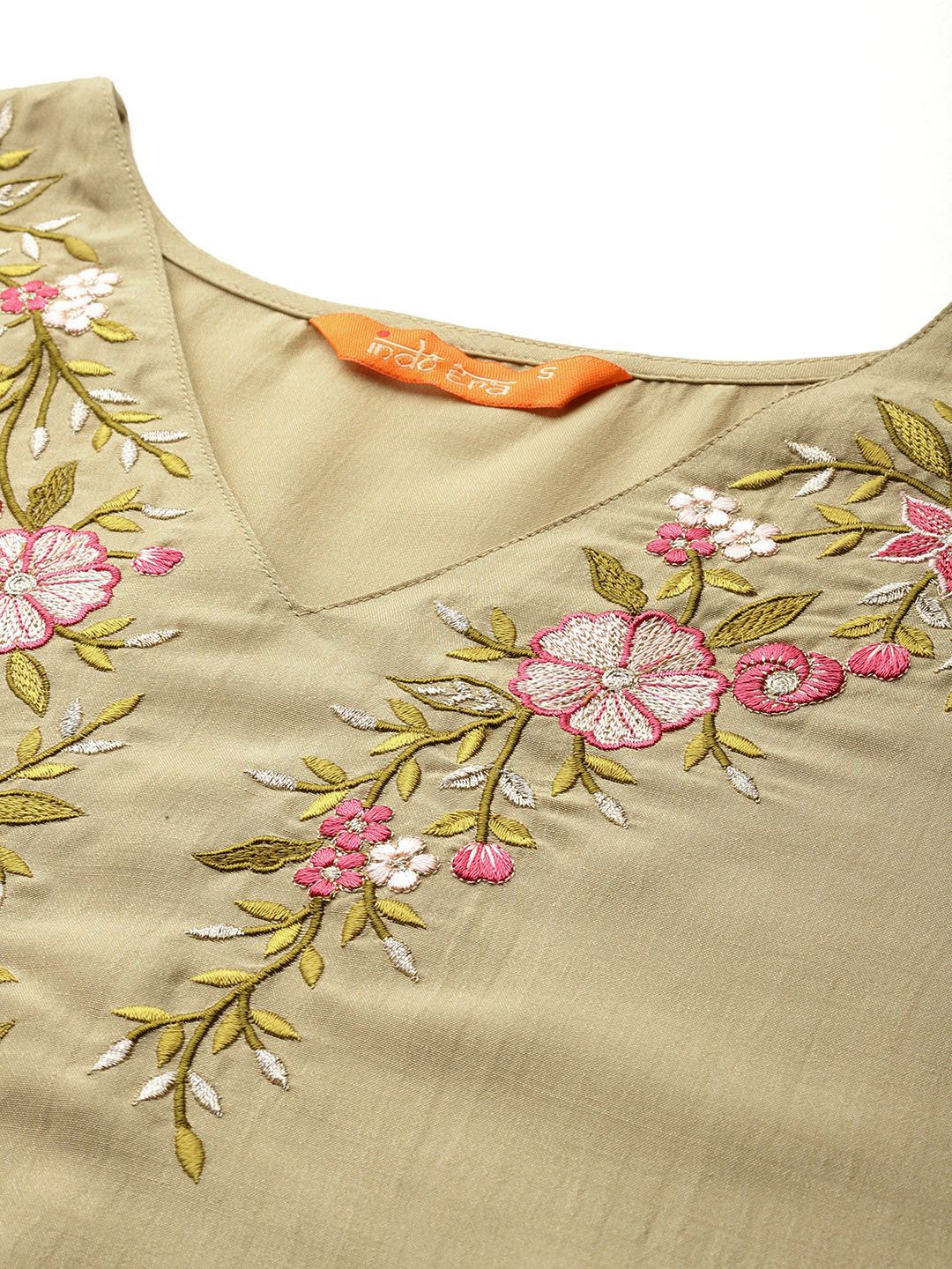 Indyancart IE Women Floral Embroidered Regular Thread Work Kurta with Trousers & With Dupatta