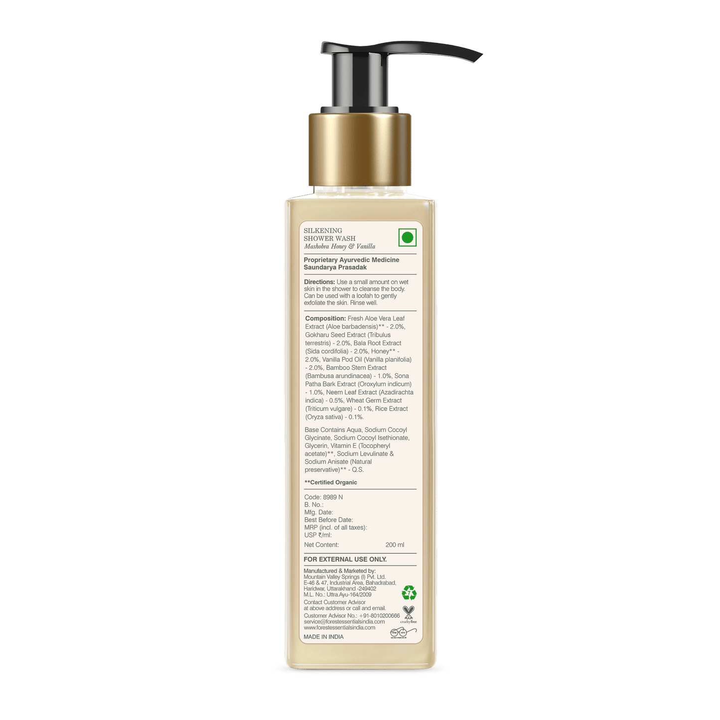 Forest Essentials Silkening Shower Wash - Mashobra Honey & Vanilla